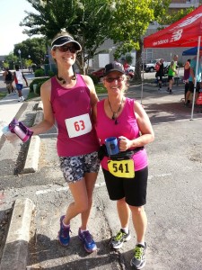 Me with my running and accountability partner Andrea after the 2015 Trispan Race